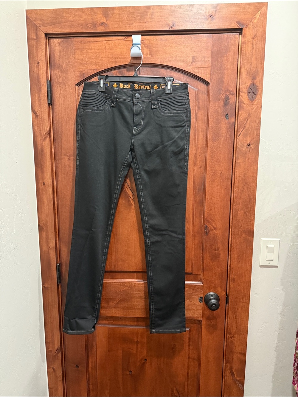 Rock Revival Black Skinny Jeans with Subtle Stitching